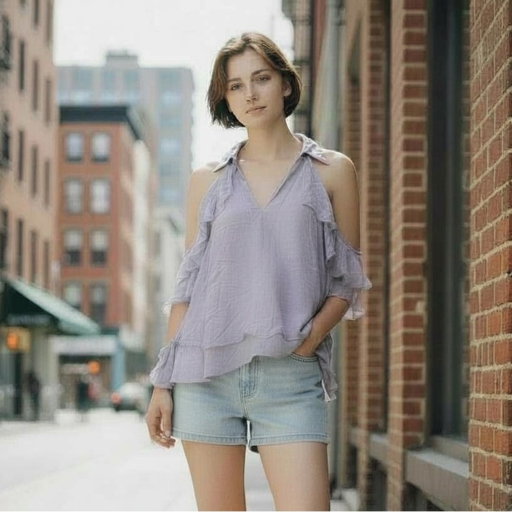 Alice + Olivia Lilac Ruffle Blouse